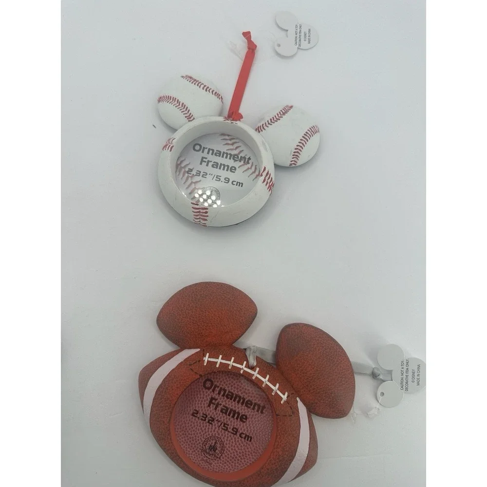 Lot 4 Disney Parks Christmas Ornament Frame Basketball Baseball Soccer Football